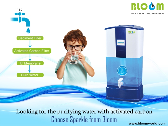 Looking for the purifying water with activated carbon Choose Sparkle from Bloom