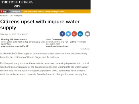 Citizens upset with impure water supply